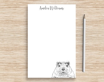 Groundhog Notepad, Personalized Groundhog Notepad, Custom Stationery, Teacher Coworker Veterinarian Graduation Gift, Woodchuck Lover Gifts