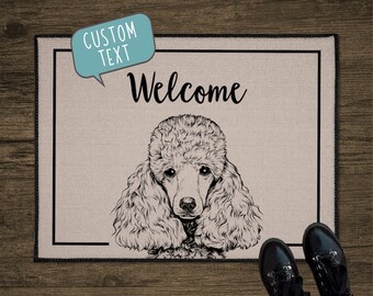 Poodle Door Mat, Doodle Dog Custom Front Doormat, Personalized Welcome Mat, Large Floor Mat, Realtor Gift for Clients, Closing Gift