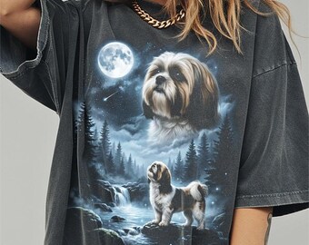 Shih Tzu Howling to the Moon Shirt, Funny Shihtzu Dog Comfort Colors Halloween Tshirt, Gifts