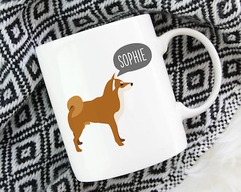Shiba Inu Mug, Personalized Name Coffee Mug, Custom Dog Mug, Pet Coffee Mugs, Dog Lover Gift 11oz 15oz Coffee Mug Cup, Glass