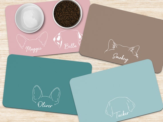 Custom Dog Mat, Personalized Pet Placemat, Cute Cat mat, Dog Ears Placemat, Pet Food Bowl Mat, Dog Bowl mat, Cat Feeding Mat, New Puppy Gift