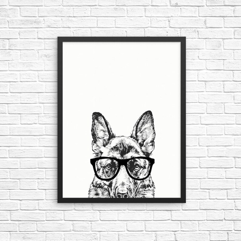 German Shepherd Wall Art GSD Print Alsatian Dog Decor Dog Etsy