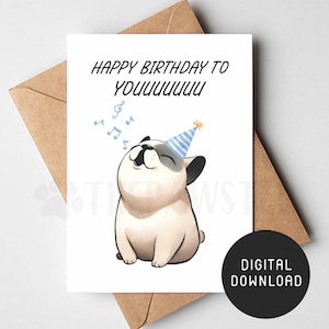 DRUCKBARE Hund Geburtstagskarte, Französische Bulldogge alles Gute zum Geburtstag Karte von Hund, lustige Hund Mama Papa Digital Download Grußkarte Frenchie Mama Geschenk