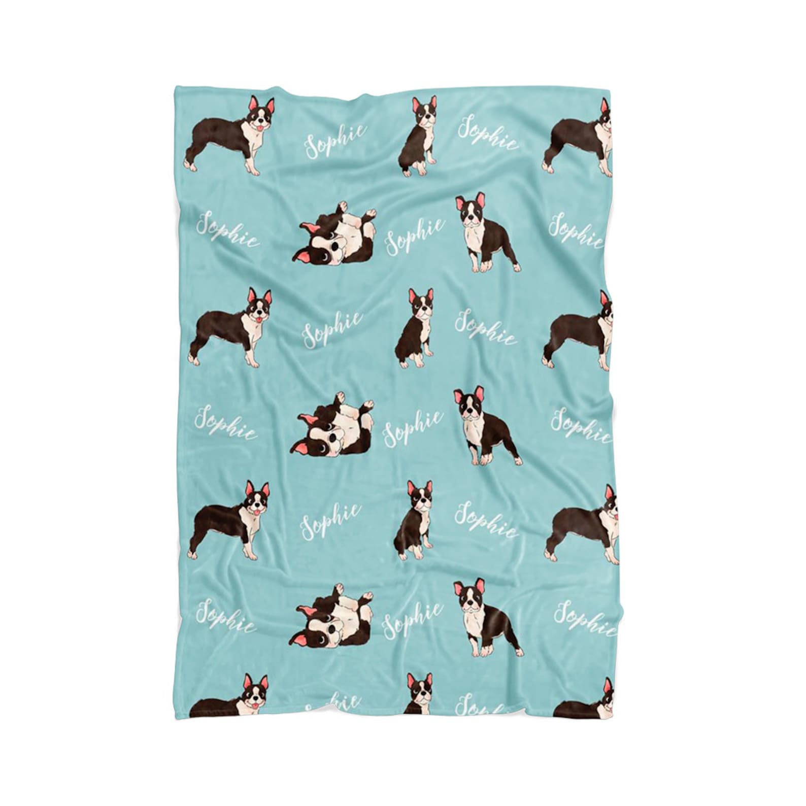 Boston Terrier Blanket Custom Name Dog Blanket Personalized Etsy
