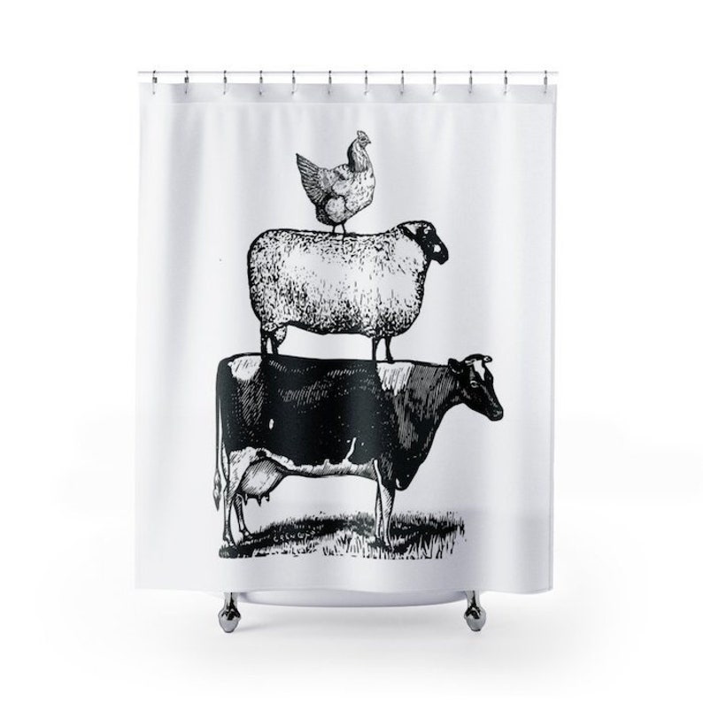 Farm Animal Shower Curtain Cow Sheep Chicken Shower Bath Etsy