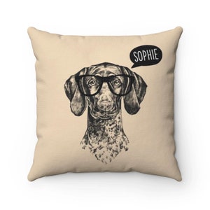 German Shorthaired Pointer Pillow, Personalized Dog Pillow Covers, Cases, Custom name GSP Mom Cushion, Housewarming gift Nerd Dog Home Decor