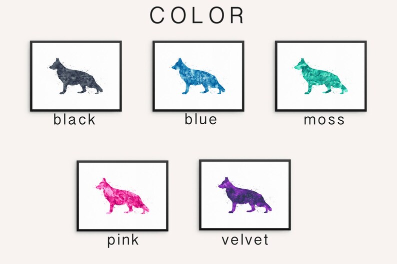 GSD Art Personalized Wall Decor Custom Name Housewarming Gift German Shepherd Watercolor Print Dog Home Decor Watercolor Dog Wall Art