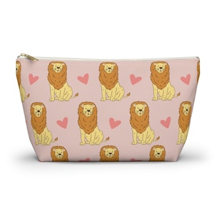 Lion Pouch, Safari Animal Makeup Bag Cosmetic Bag, Lion Gifts, Teacher Vet Tech Nurse Gift, Accessory Pouches Bridesmaid Pencil Case