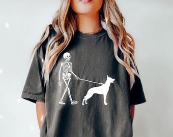 Belgian Malinois Halloween Shirt, Skeleton Walking Dog Comfort Colors Tshirt, Funny Dog Ghost Halloween Sweatshirt, Malinois Spooky Dog Gift