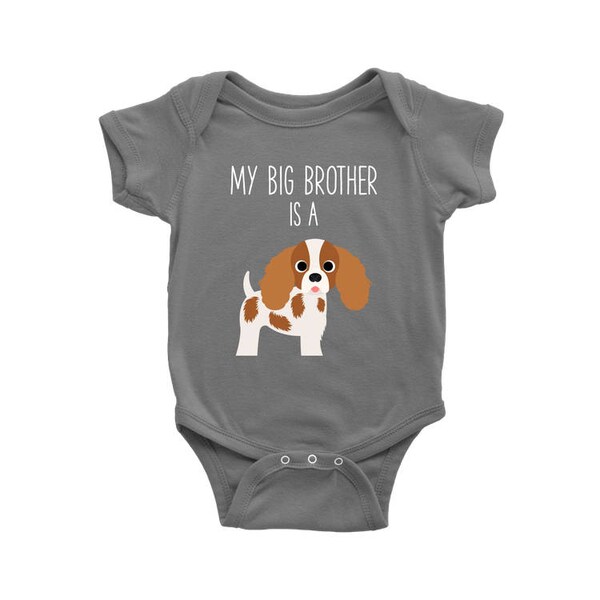My Big Brother / Sister is a Cavalier King Charles Spaniel Baby Bodysuit, Funny Dog Lover Baby Clothes, Baby Boy, Baby Girl Bodysuit