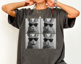 Rabbit Shirt, Photobooth Bunny Tshirt, Funny Animal Comfort Colors Shirt, Rabbit mom Bunny Lover Gifts