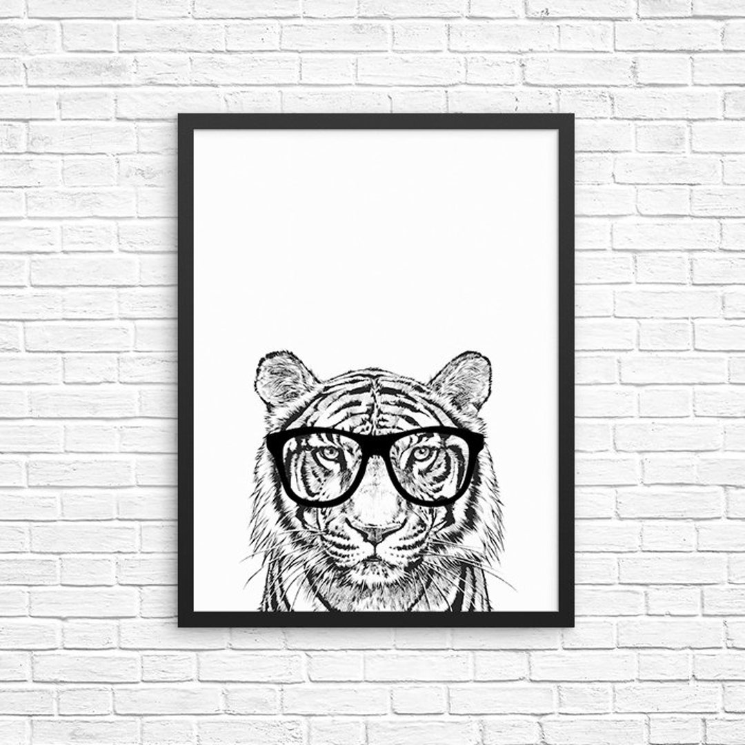 Tiger Wall Art, Tiger Print, Safari Animal Decor, Animal Prints, Sign