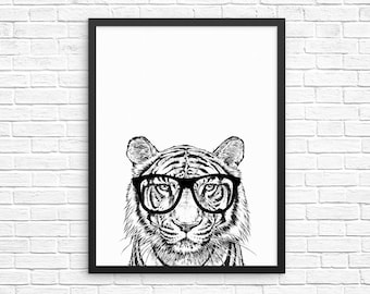 Tiger Wall Art, Tiger Print, Safari Animal Decor, Animal Prints, Sign, Baby Animal Nursery Decor, Poster, Kids Room Decor for Boy Girl