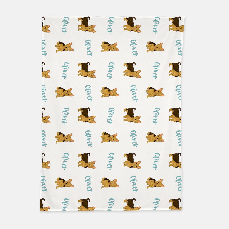 Personalized Baby Blanket, Custom Yorkie Swaddle Blanket Set, Newborn Photo Prop, Cute Yorkshire Terrier Dog Swaddle Set for Boy, Girl image 4