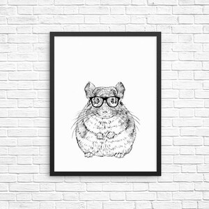 Chinchilla Wall Art, Chinchilla Portrait Print, Pet Lovers Sign, Animal Nursery Wall Decor, Poster, Kids Room Decor for Boy Girl