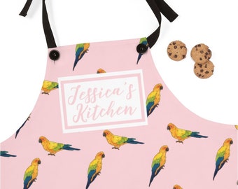 Custom Apron, Sun Conure Aprons, Parrot Bird Animal Personalized Cooking Baking Apron For Women, Men, Kitchen Chef Gifts, Hostess Gift Ideas