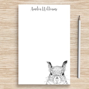 Squirrel Notepad, Personalized Squirrel Notepad, Custom Stationery, Teacher Coworker Veterinarian Graduation Gift, Squirrel Lover Gifts