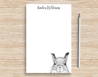 Squirrel Notepad, Personalized Squirrel Notepad, Custom Stationery, Teacher Coworker Veterinarian Graduation Gift, Squirrel Lover Gifts