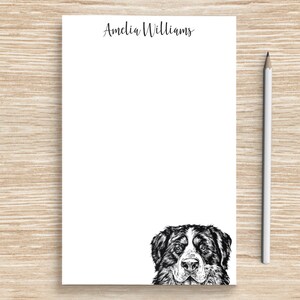 Bernese Mountain Dog Notepad, Personalized BMD Dog Notepad, Custom Dog Stationery, Teacher Veterinarian Graduation Gift, Berner Mom Gifts