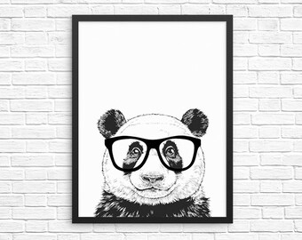 Panda Wall Art, Panda Bear Print, Animal Decor, Animal Prints, Sign, Baby Animal Nursery Decor, Poster, Kids Room Decor for Boy Girl