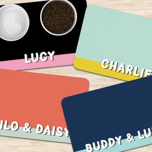 Custom Dog Mat, Colorful Personalized Pet Placemat, Cute Cat mat, Custom Name Dog Pet Food Bowl Mat, Dog Cat Feeding Mat, New Puppy Gift