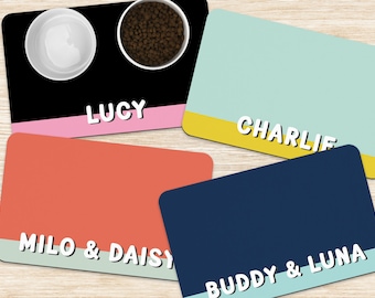 Custom Dog Mat, Colorful Personalized Pet Placemat, Cute Cat mat, Custom Name Dog Pet Food Bowl Mat, Dog Cat Feeding Mat, New Puppy Gift