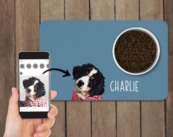 Custom Dog Mat, Personalized Dog Portrait Placemat, Custom Pet Portrait Food Mat, Pet Bowl Mat, Cat Feeding Mat, New Puppy Gift