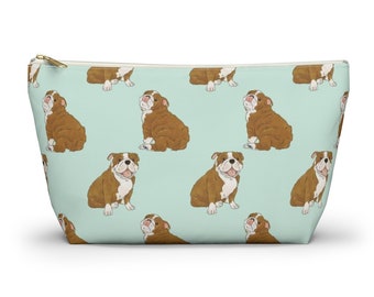 English Bulldog Pouch, Pencil Case, Dog Custom Teacher Pencil Pouch, Bridesmaid Cosmetic Bag, Bulldog Mom Zipper Makeup Bag, Accessory Pouch