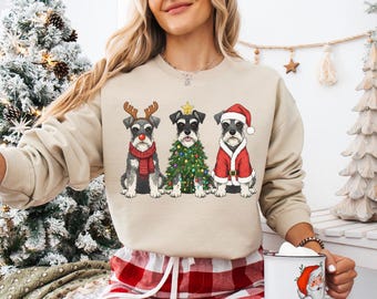 Miniature Schnauzer Christmas Sweatshirt, Santa Dog mom Shirt, Reindeer Xmas Sweater, Hoodie, Gifts