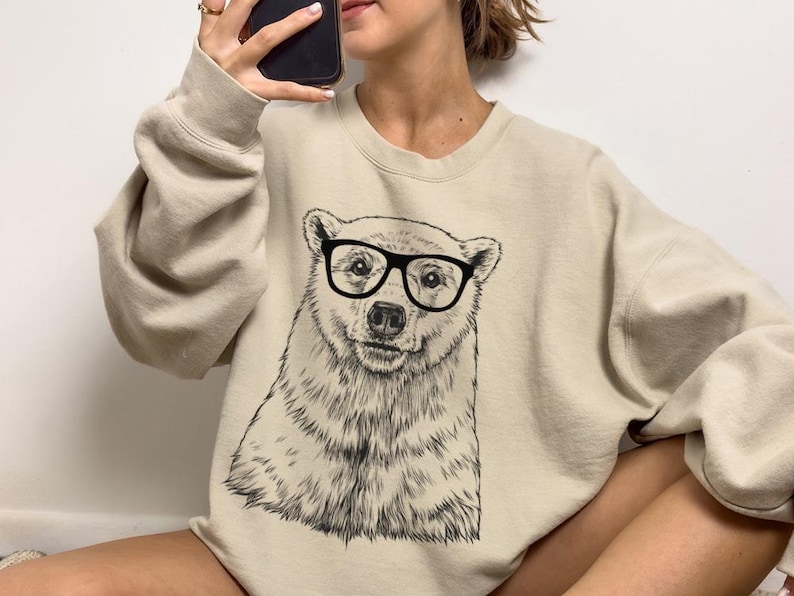 Funny and Cute Nerdy Polar Bear Wearing Glasses shirt for Animal lovers! This Polar Bear art tshirt, tank top, kids tee, youth or sweatshirt is a perfect gift for Polar Bear Lover, and Animal Lovers.