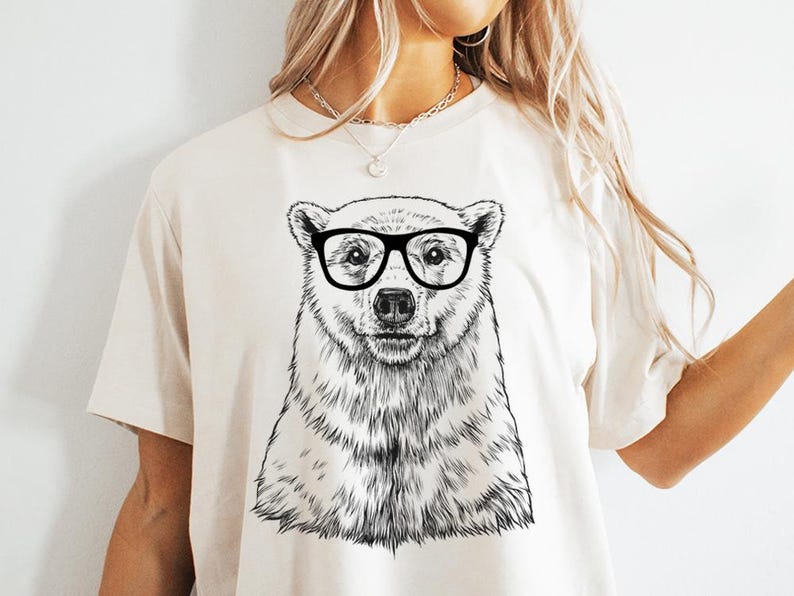 Funny and Cute Nerdy Polar Bear Wearing Glasses shirt for Animal lovers! This Polar Bear art tshirt, tank top, kids tee, youth or sweatshirt is a perfect gift for Polar Bear Lover, and Animal Lovers.