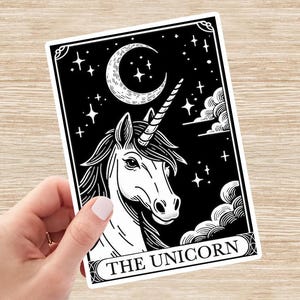 Unicorn Sticker, Unicorn Decal, Unicorn Tarot Card Sticker, Unicorn Lover Gift, Vinyl Sticker, Laptop Sticker, Water Bottle Sticker