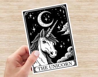 Unicorn Sticker, Unicorn Decal, Unicorn Tarot Card Sticker, Unicorn Lover Gift, Vinyl Sticker, Laptop Sticker, Water Bottle Sticker