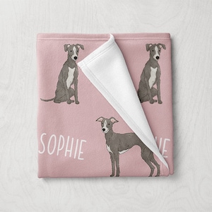 Greyhound Blanket, Custom Name Dog Blanket, Personalized Baby Blanket, Custom Pet Blanket, Dog Themed Gifts, Baby Girl Boy Blanket