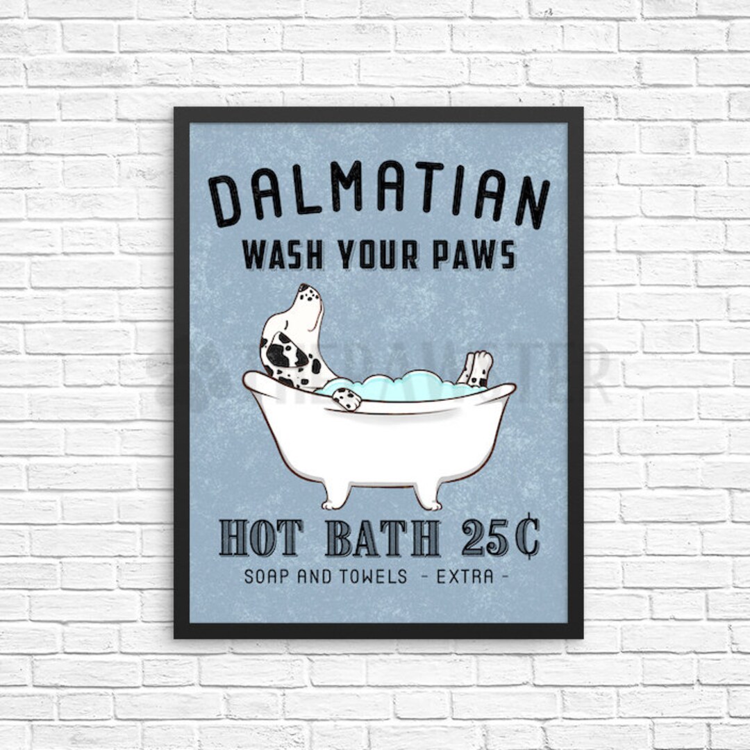 Dalmatian Bathroom Wall Decor, Dog Funny Bathroom Art Print, Bathroom ...