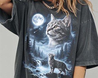 Tabby Cat Howling to the Moon Shirt, Funny Ginger Cat Comfort Colors Halloween Tshirt, Gifts