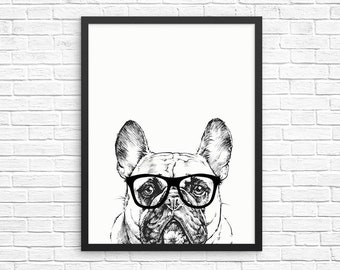 French Bulldog Wall Art, Frenchie Print, Dog Decor, Dog Prints, Sign, Pet Dog Nursery Decor, Poster, Kids Room Decor for Boy Girl