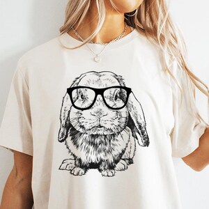 Funny and Cute Nerdy Animal Wearing Glasses shirt for Rabbit lovers! This Bunny art tshirt, tank top, kids tee, youth or sweatshirt is a perfect gift for Rabbit Lover, Holland Lop Mom and Bunny Lovers.