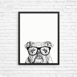 English Bulldog Wall Art, Bulldog Print, Dog Decor, Dog Prints, Sign, Pet Dog Nursery Decor, Poster, Kids Room Decor for Boy Girl