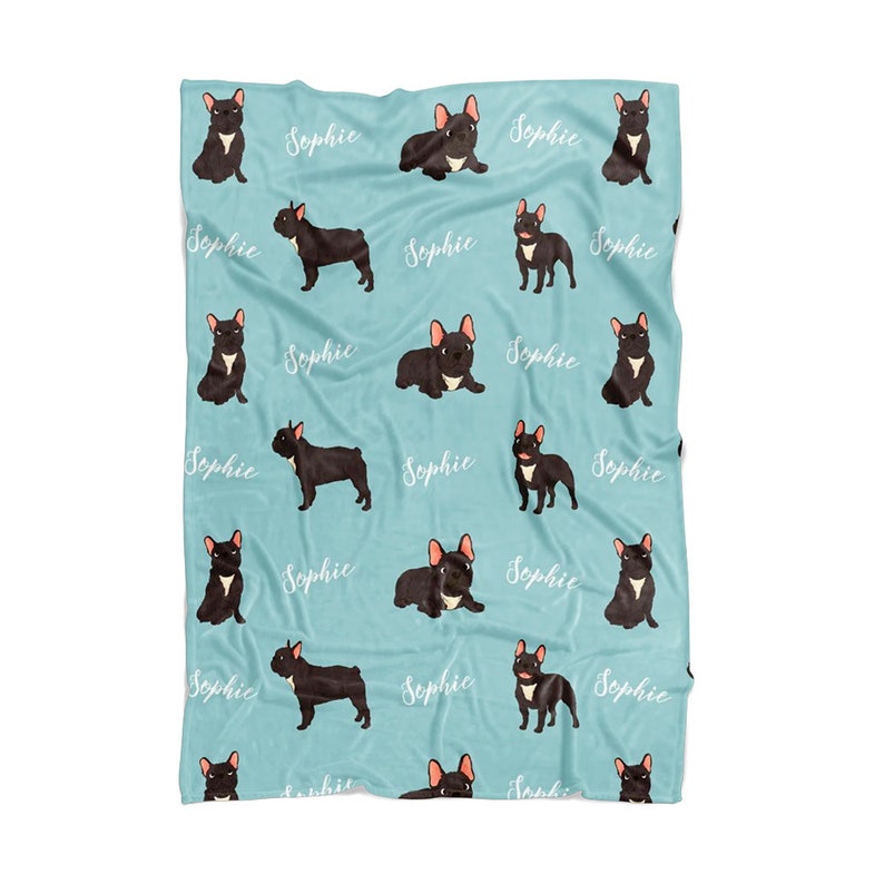 French Bulldog Blanket Custom Name Frenchie Dog Blanket Etsy
