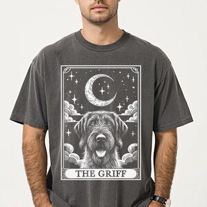 Funny and Cute Comfort Colors shirt for Wirehaired Pointing Griffon and Tarot Card lovers! This Tarot Card The Griff Dog art tshirt or sweatshirt is a perfect gift for Korthals Griffon Mom, Griff Dad and Dog Lover.