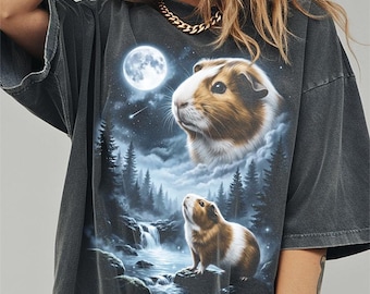 Guinea Pig Howling at Moon Shirt, Funny Animal Comfort Colors Halloween Tshirt, Gifts