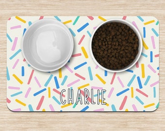 Personalized Pet Placemat, Sprinkles Dog mat, Custom Pet Food Mats, Dog water bowl mat, Pet Bowl Mats, Cat Feeding Mat, New Puppy Gift