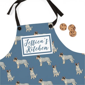 Custom Dog Apron, Heeler Aprons, Australian Cattle Dog Personalized Cooking Baking Apron For Women, Men, Kitchen Chef Gifts, Hostess Gift