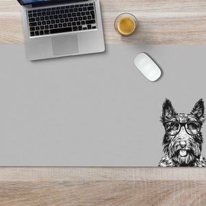 Scottish Terrier Large Desk Mat, Dog Mom Mousepad, Black Desk Pad, Mouse Pad or Keyboard Wrist Rest, Scottie Dog Dad Office Desk Decor Gift