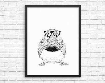 Zebra Finch Wall Art, Finch Portrait Print, Bird Lovers Sign, Finch Animal Nursery Wall Decor, Poster, Beach House, Lake House Decor