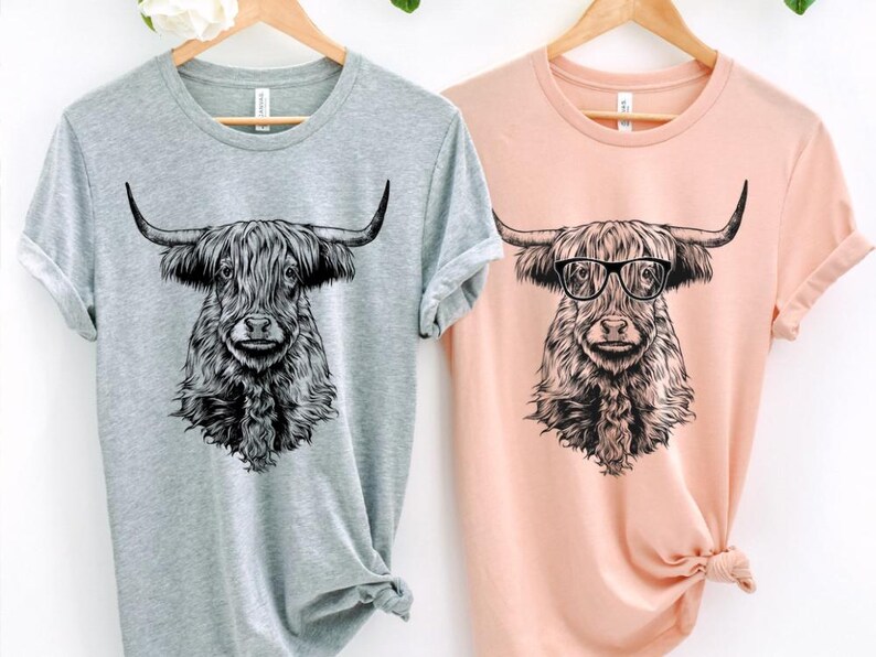 Funny and Cute Nerdy Highland Cow Wearing Glasses shirt for Animal lovers! This Scottish Highland Cow art tshirt, tank top, kids tee, youth or sweatshirt is a perfect gift for Highland Cattle Lover, and Farm Animal Lovers.
