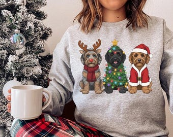 Aussiedoodle Christmas Sweatshirt, Santa Dog mom Shirt, Reindeer Xmas Sweater, Hoodie, Aussie Doodle Dog Lover Gift