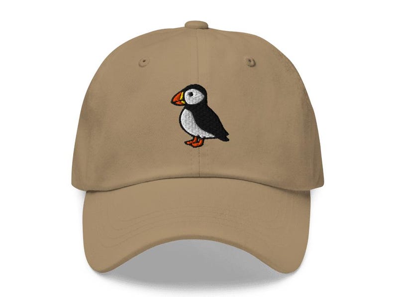 This embroidered Puffin hat is a perfect gift for Bird Watching lover and Sea Parrot lovers. Whether it's a Puffin Bird beanie, vintage distressed hat, denim hat, corduroy hat or dad hat, it's a cute and funny way to show off your love for Puffin Bird.