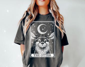 Otter Shirt, Tarot Card Shirt, Otter Halloween Moon Shirt, Funny Sea Otter Gift, Otter Lover Gifts, Comfort Colors Shirt